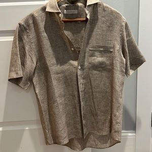 Mens Ermengildo Zegna button down linen/cotton shirt